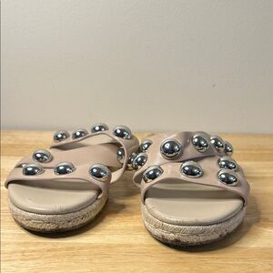Marc Fisher Beige Sandals with Silver Studs